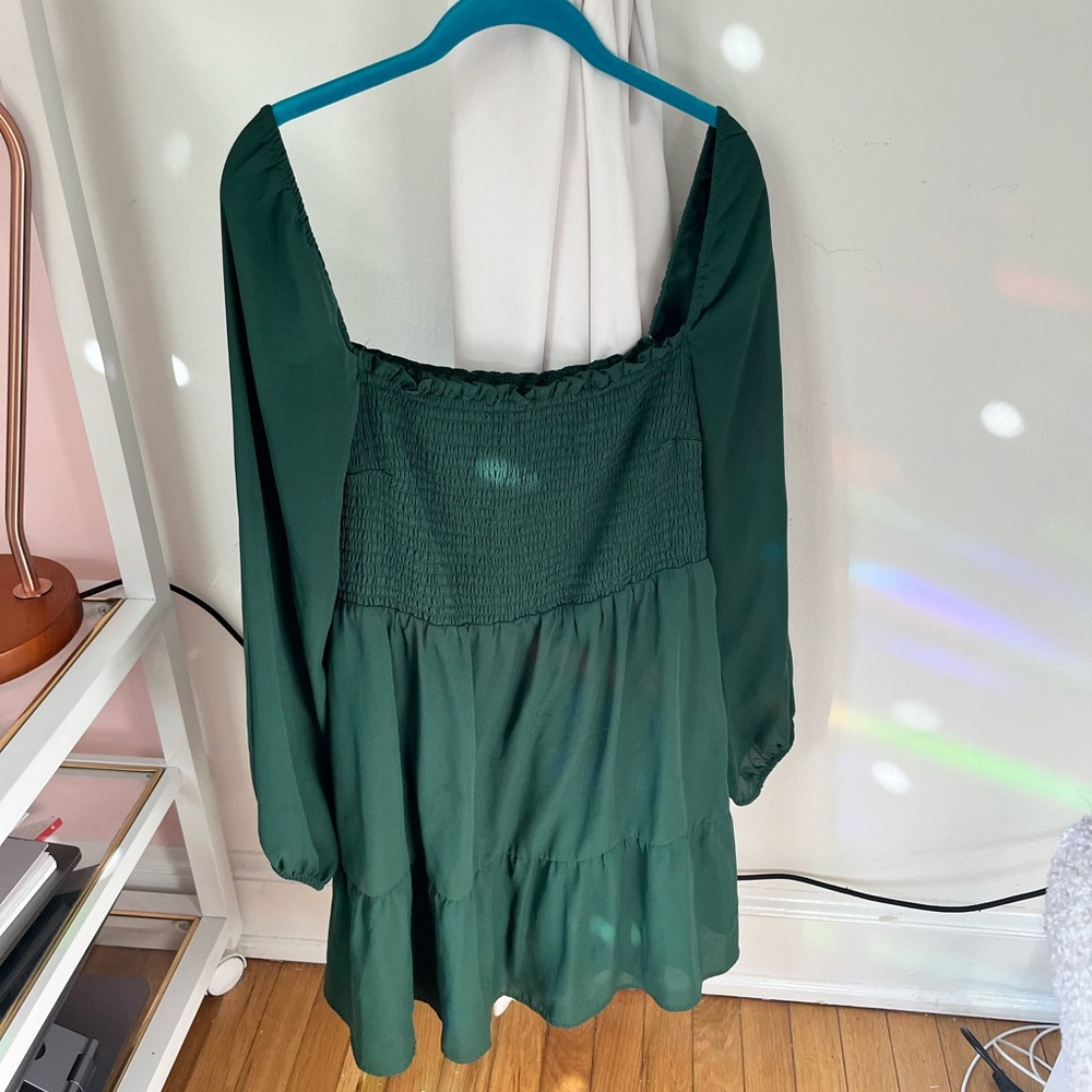 Abercrombie & Fitch Green Puff Sleeve Dress with Pockets